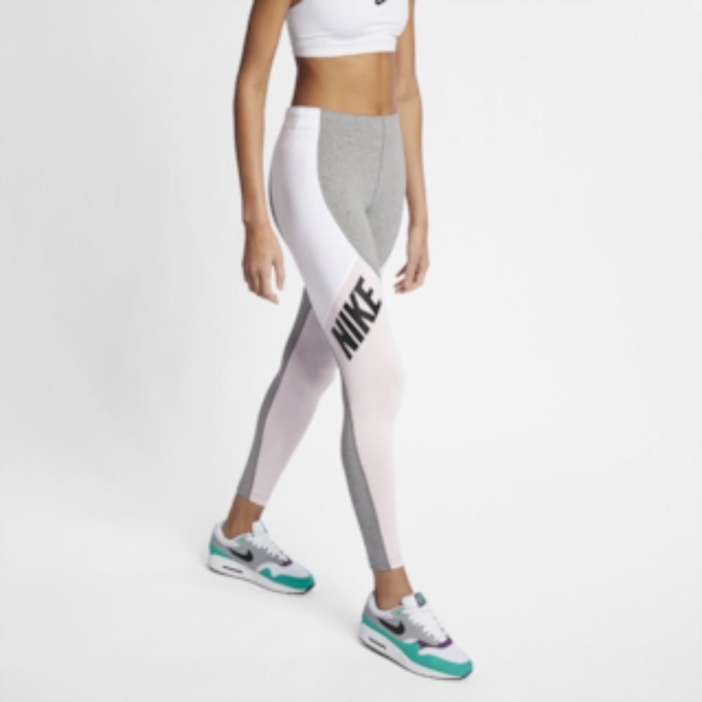 Nike Distort Colorblock Leggings Pink/Grey Small